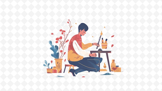 PSD young man practicing calligraphy design is artistic and expr chinese festival illustration theme