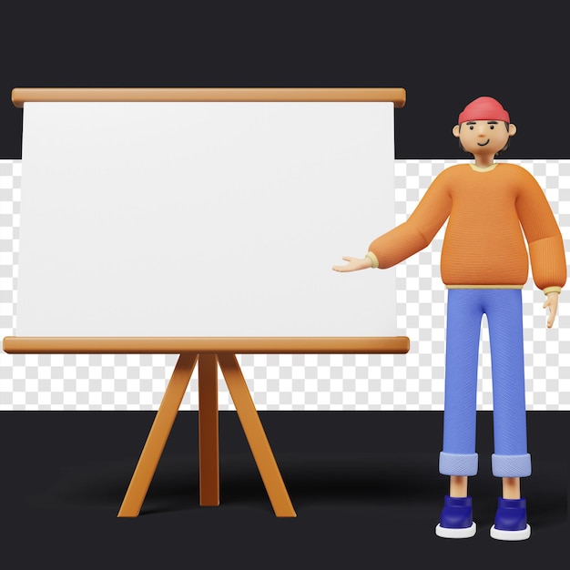 Young man Presenting Something on whiteboard