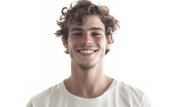 PSD young man smiling on white background isolated white background generative ai