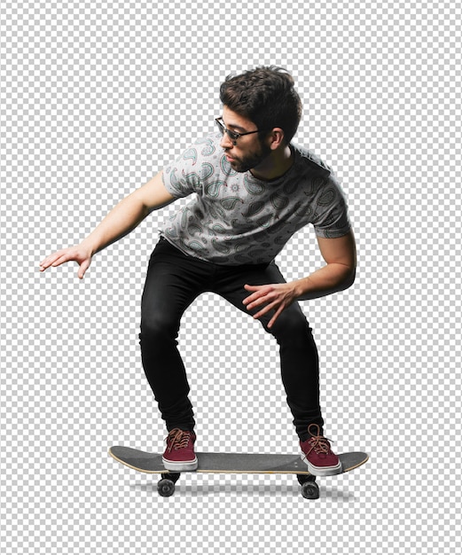 Young man using skateboard