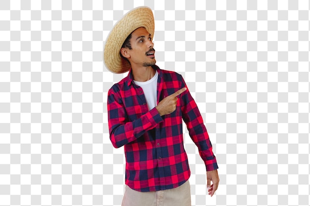 Young man wearing traditional clothes for Brazilian June festival