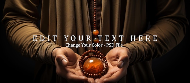 Young Muslim man with prayer beads