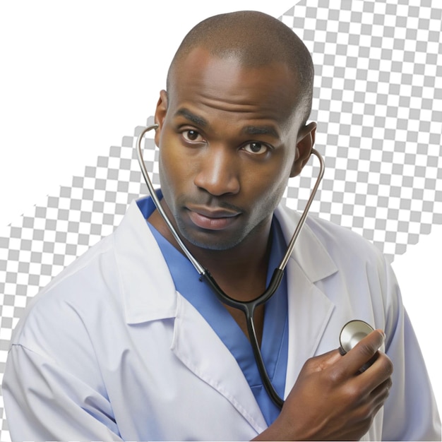 PSD young smiling doctor with stethoscope