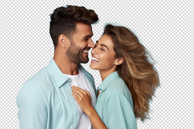 Young smiling happy couple isolated on a transparent background