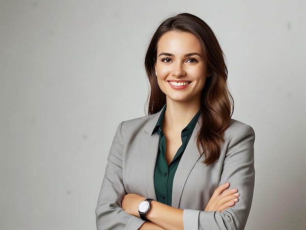 PSD a young successful businesswomen with white background