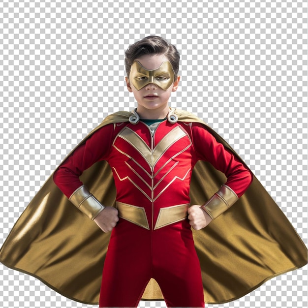 PSD young superhero in vibrant costume isolated on transparent background