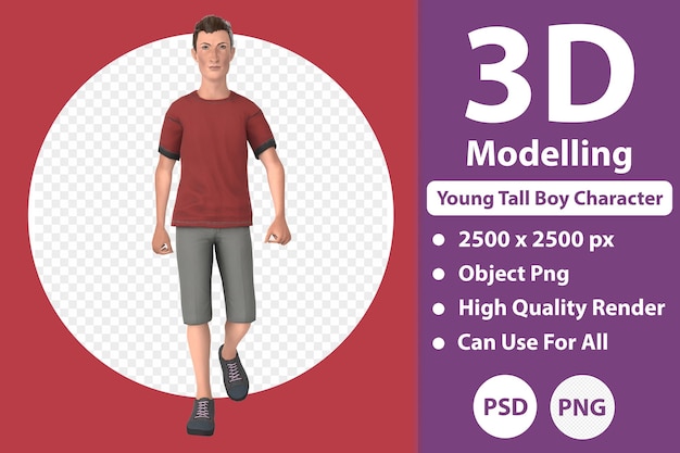 Young tall boy character 3d modelling