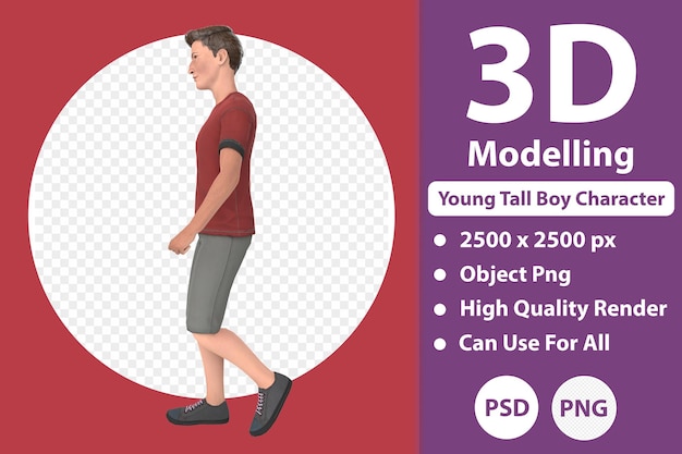 Young tall boy character 3d modelling