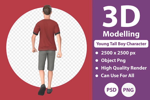 Young tall boy character 3d modelling