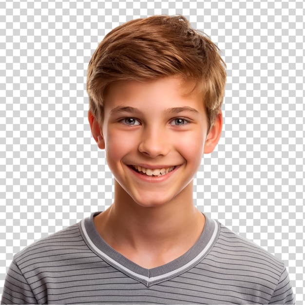 PSD young teenager boy smiling isolated on transparent background