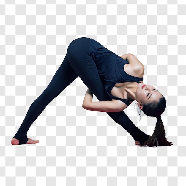 PSD young woman doing yoga exercises layered psd file