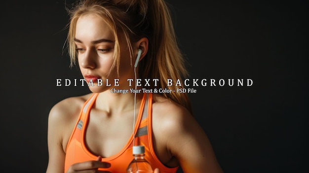 PSD young woman in orange sports bra