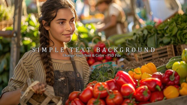 PSD young woman selling fresh produce at a farmers market