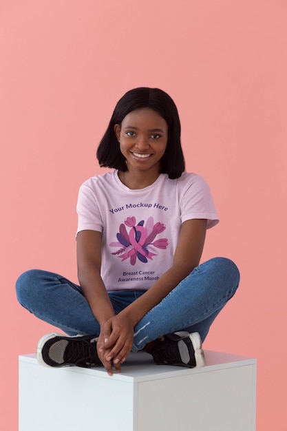 Young woman wearing clothing awareness mockup