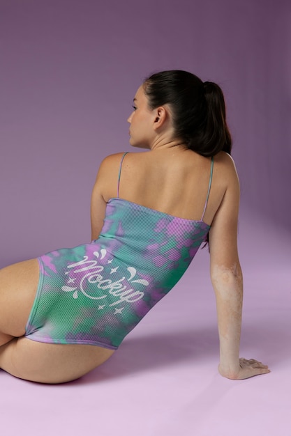 Young woman wearing swimsuit mockup