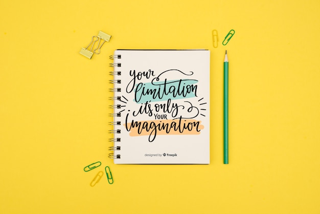 Your limitation is only your imagination quote on yellow background