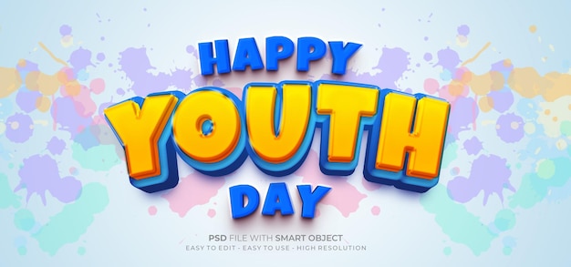 Youth day editable text 3d style effect with paint splash on background