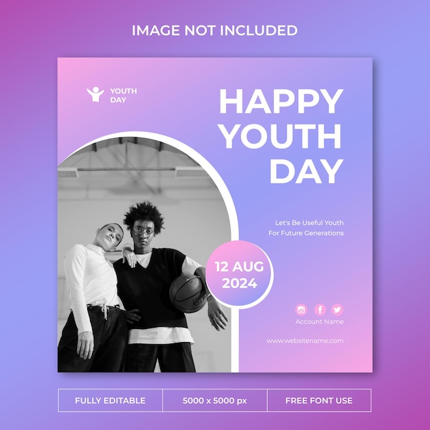 PSD youth international day instagram post social media template