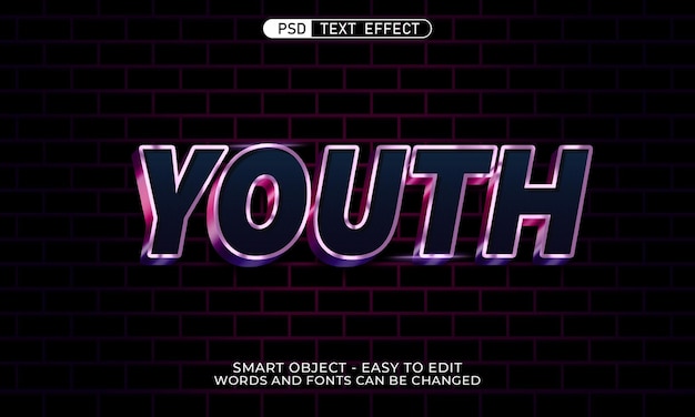 Youth text effect editable 3d style