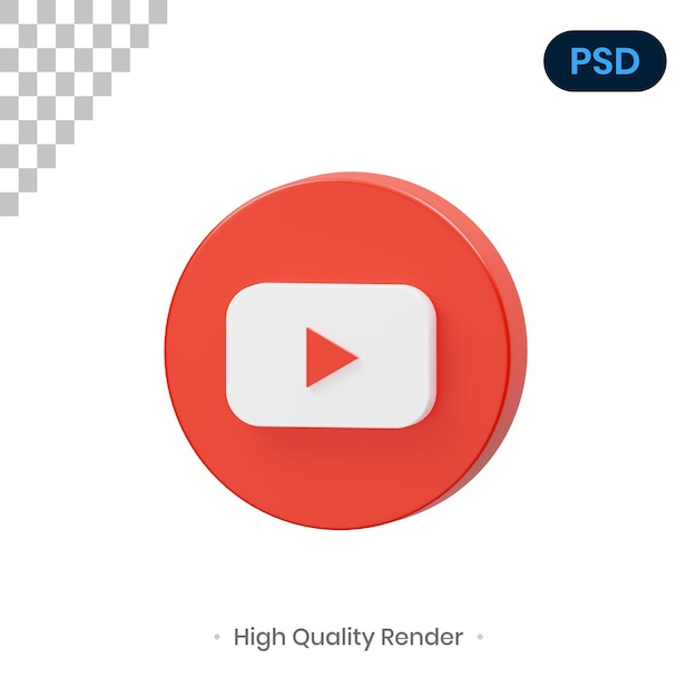 Youtube 3D Render Illustration Premium Psd