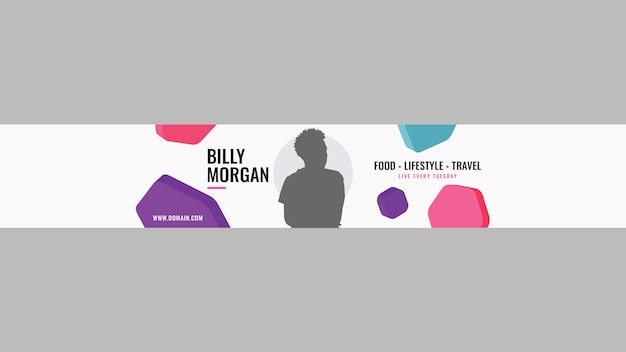 PSD youtube banner cover template for a man with a silhouette