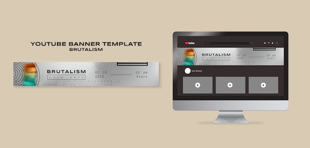 Youtube banner template in brutalism style