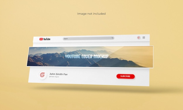 Youtube cover or banner mockup 3d rendered interface