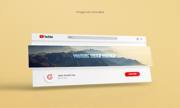 Youtube cover or banner mockup 3d rendered interface