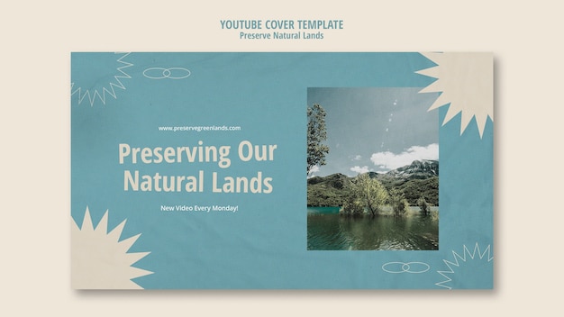 PSD youtube cover for nature preservation with landscape