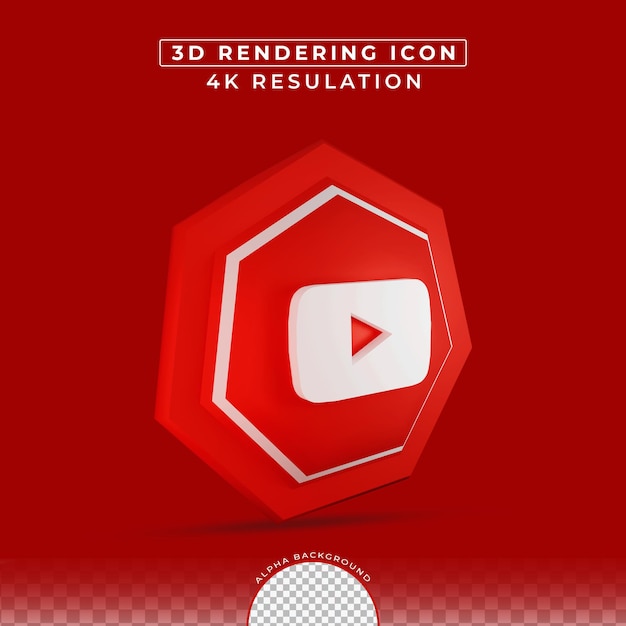 YouTube icon social media in 3d rendering