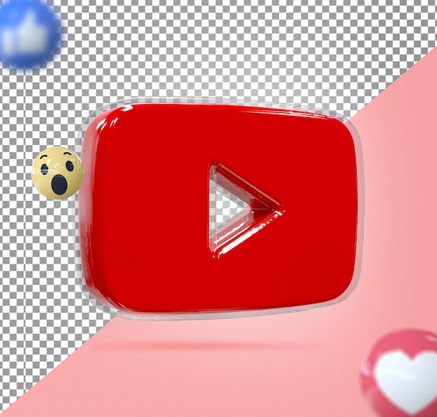 Youtube logo 3d render luxury