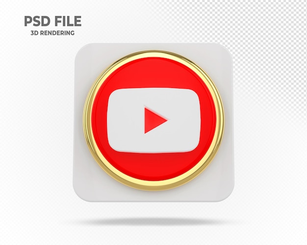 Youtube Logo Modern Social Media With Gold 3D