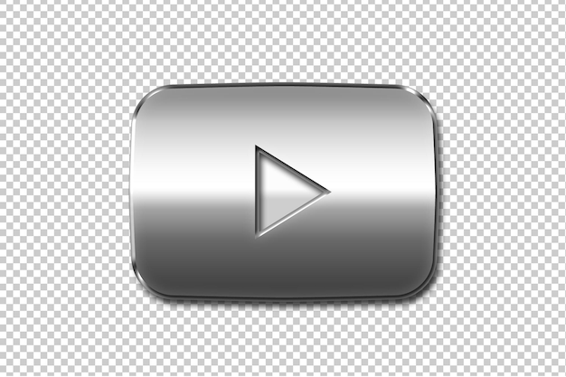 PSD youtube play button 3d symbol vector template silver play button element thankyou 100k subscribers