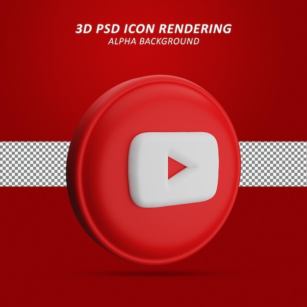 Youtube Social Media icon 3d design asset isolated