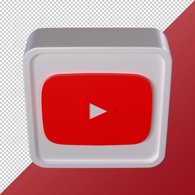 Youtube transparent 3D social media logo rounded square shaped