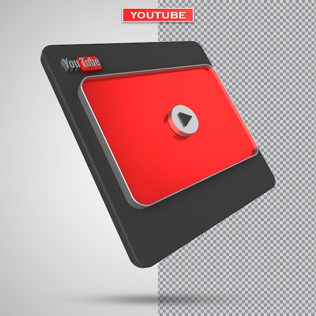 Youtube video player 3d screen design or video media player interface