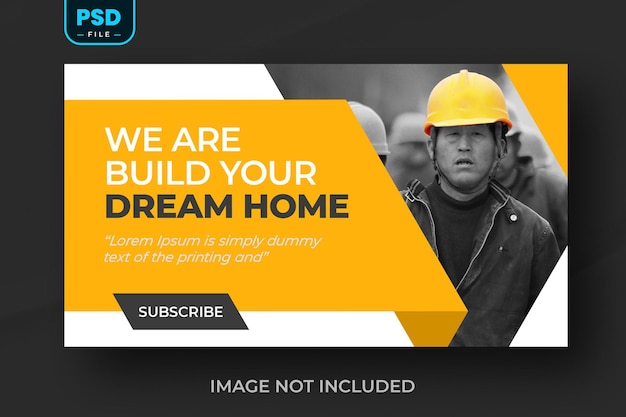 Youtube video thumbnail and web banner for construction business