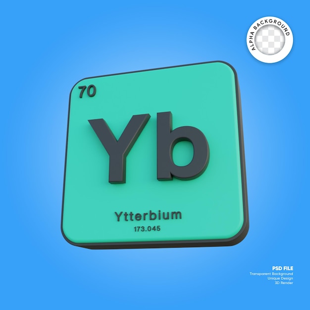 Ytterbium chemical element periodic table 3d render