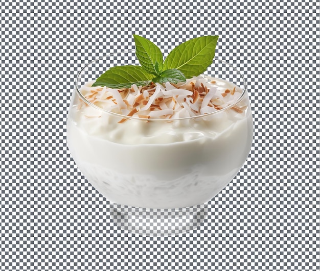 PSD yum yum coconut pudding on transparent background