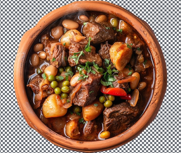 PSD yummy beef and tripe stew with beans isolated on transparent background