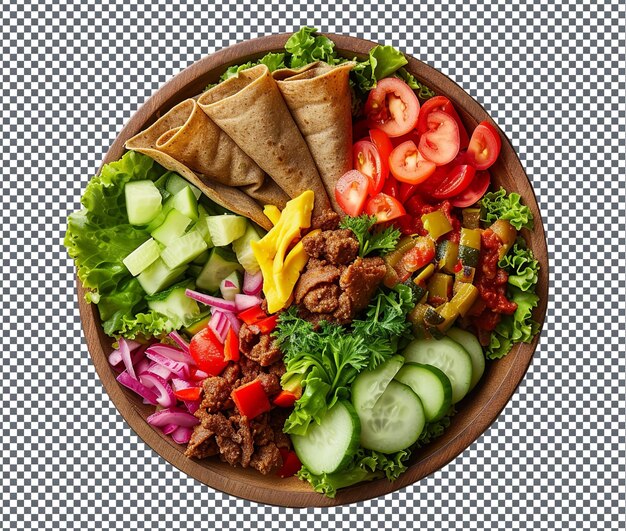 PSD yummy beyanetu assorted injera salad isolated on transparent background