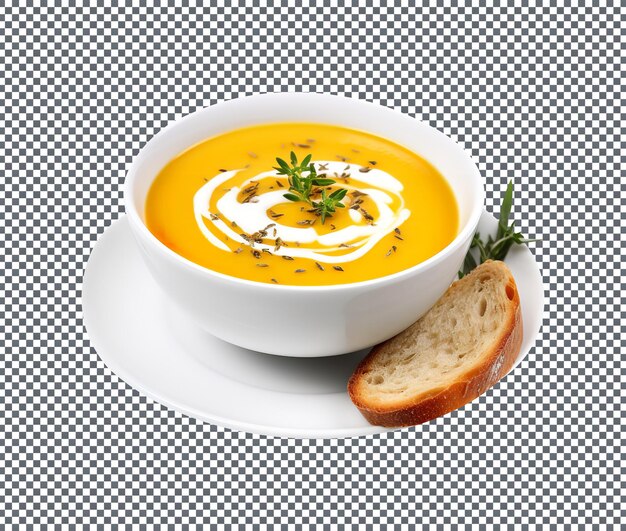 PSD yummy butternut squash soup creamy isolated on transparent background