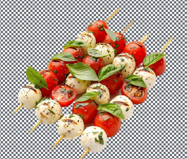 yummy Caprese Salad Skewers isolated on transparent background