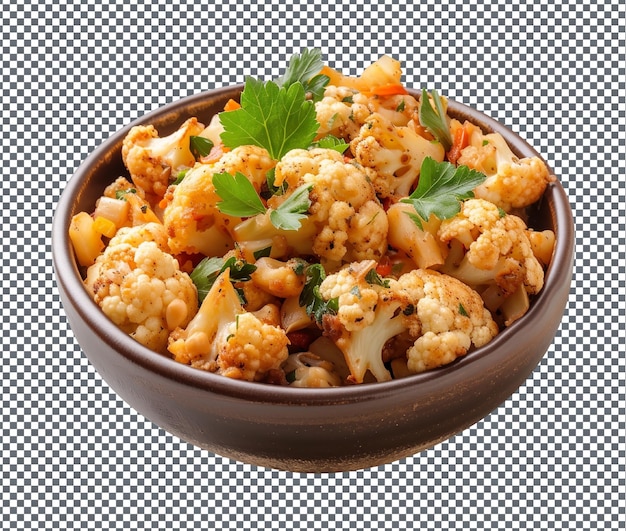 PSD yummy cauliflower stir fry isolated on transparent background