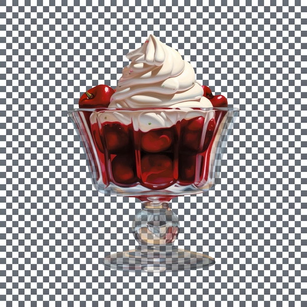 Yummy cherry sundae isolated on transparent background