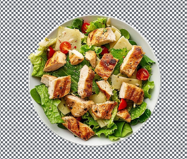 PSD yummy chicken caesar salad isolated on transparent background