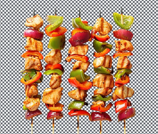 PSD yummy chicken fajita skewers isolated on transparent background