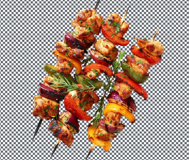 yummy Chicken fajita skewers isolated on transparent background