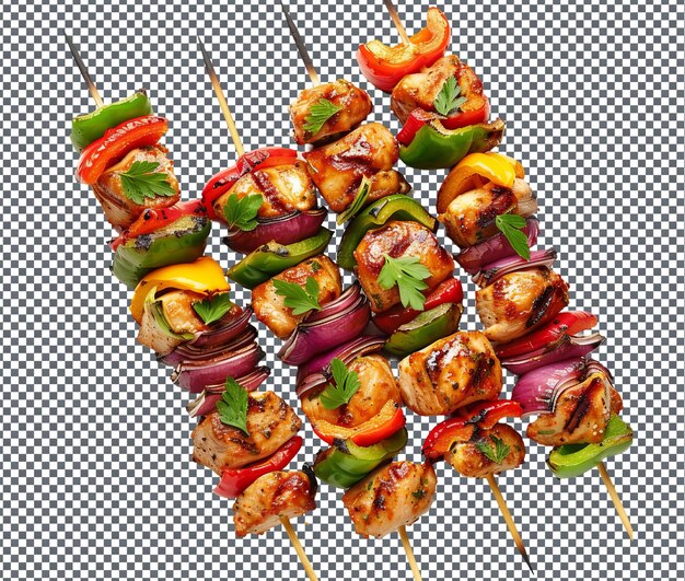 PSD yummy chicken kabobs isolated on transparent background