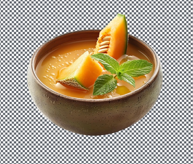 PSD yummy chilled cantaloupe and mint isolated on transparent background